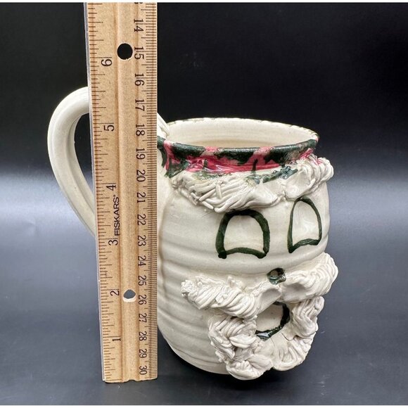 Vintage Santa Claus Mug Handmade Pottery Spongeware Coffee Cup Christmas Decor - Picture 10 of 10
